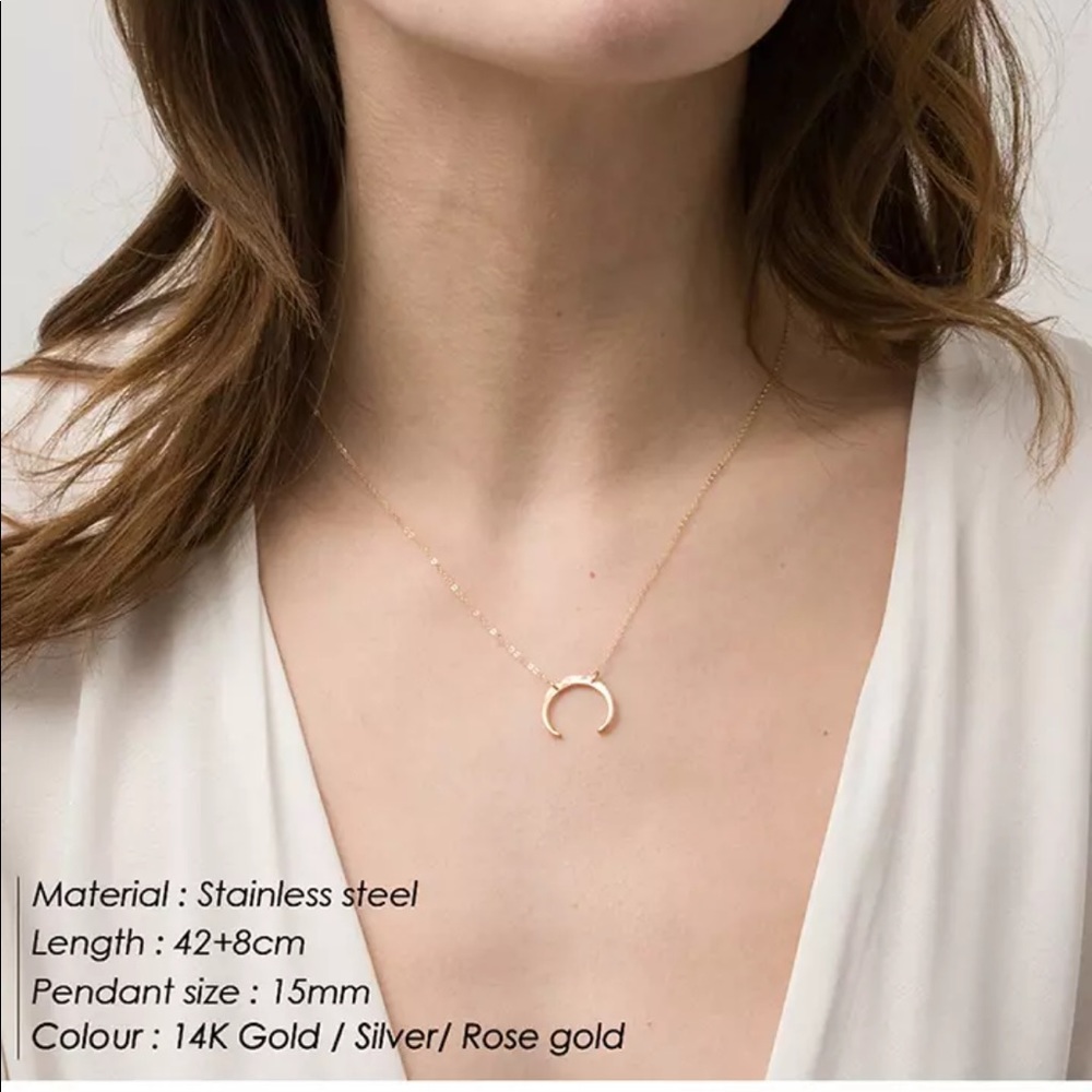 •Nena• Stainless Steel Moon Necklace - Picture 2 of 2
